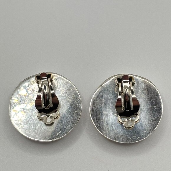 Sterling Silver 925 Clip-On Earrings Textured Wave Design - Picture 2 of 8